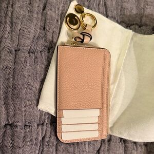 Chloe Alphabet Pink Card Holder with Gold Accents